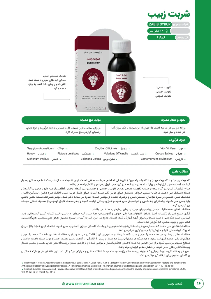 شربت زبیب شفانگر